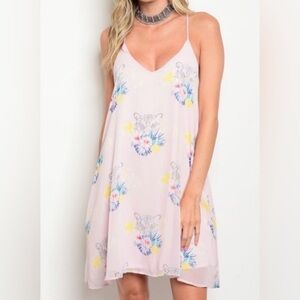 Peach Love California Pink Floral Mini Dress